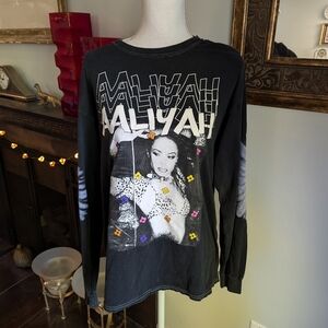 Aaliyah Wmns Medium Loose Long Sleeve Shirt Black Floral Artist Musician Tee 51